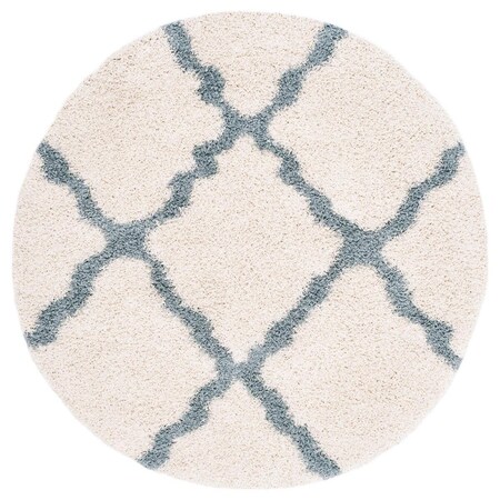 Safavieh 4 x 4 ft. SGD-Dallas Shag Power Loomed Round Area Rug; Ivory & Light Blue SGD257J-4R